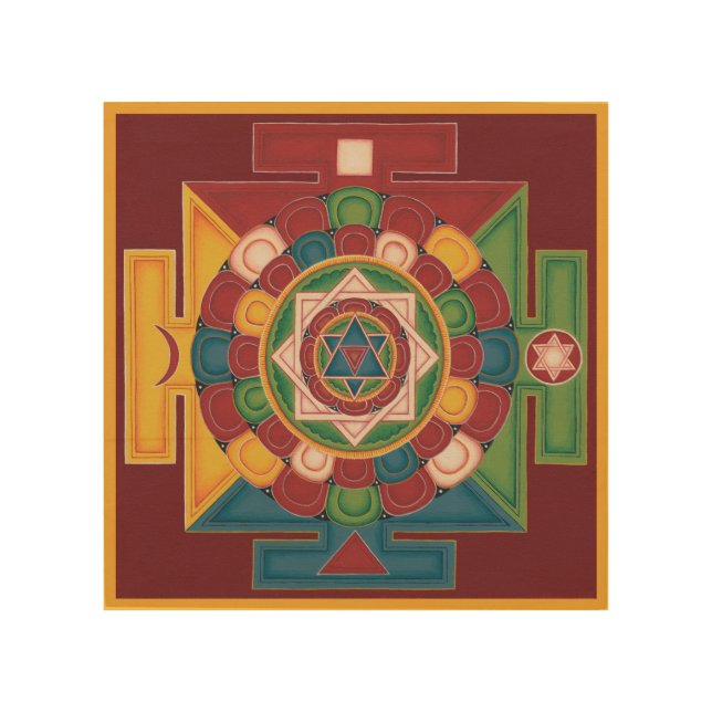 Mandala of the 5 Elements Wood Wall Art (Front)