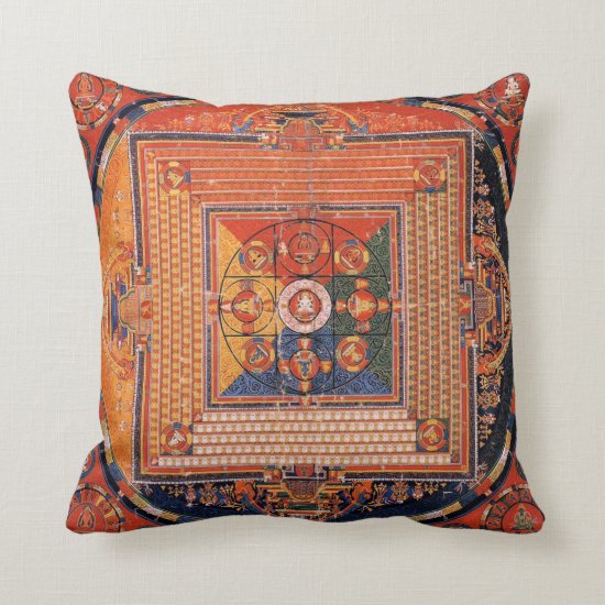 Mandala of Vajradhatu Thangka Throw Pillow
