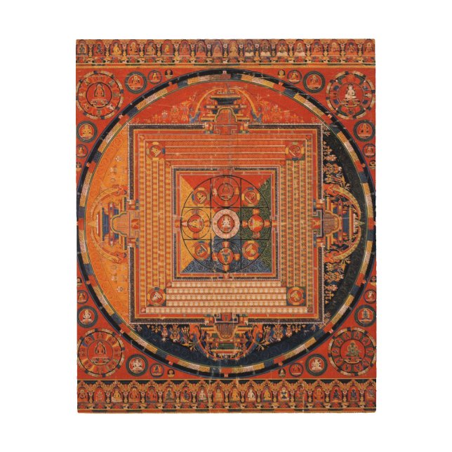 Mandala of Vajradhatu Thangka Wood Wall Decor (Front)