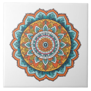 mandala of various colors ceramic tile
