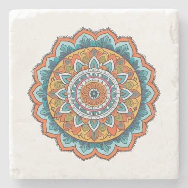 mandala of various colors stone coaster (Front)