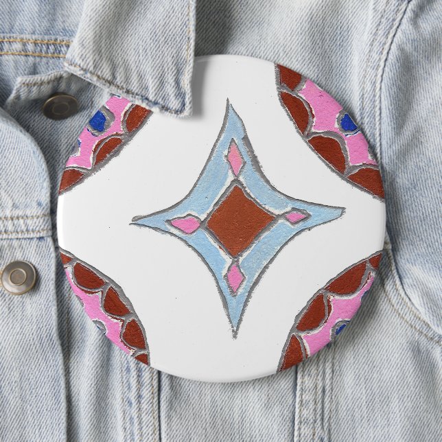 Mandala Oil Painting Art Print Pinback Button (In Situ)