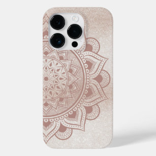 Mandala Om Glitter Rose Gold Dusty Pink Yoga Yogi Case-Mate iPhone 14 Pro Case