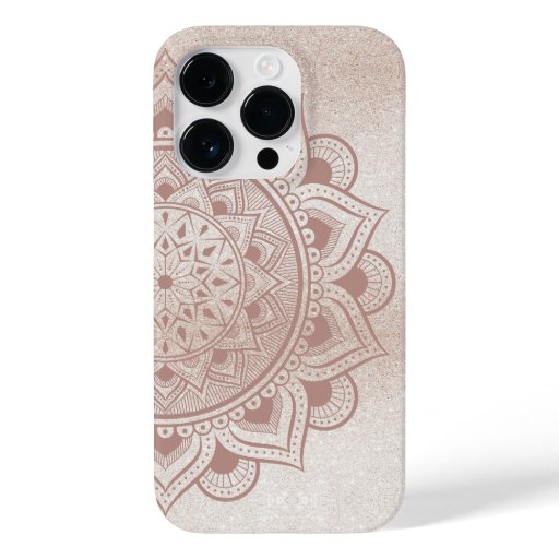 Mandala Om Glitter Rose Gold Dusty Pink Yoga Yogi Case-Mate iPhone 14 Pro Case