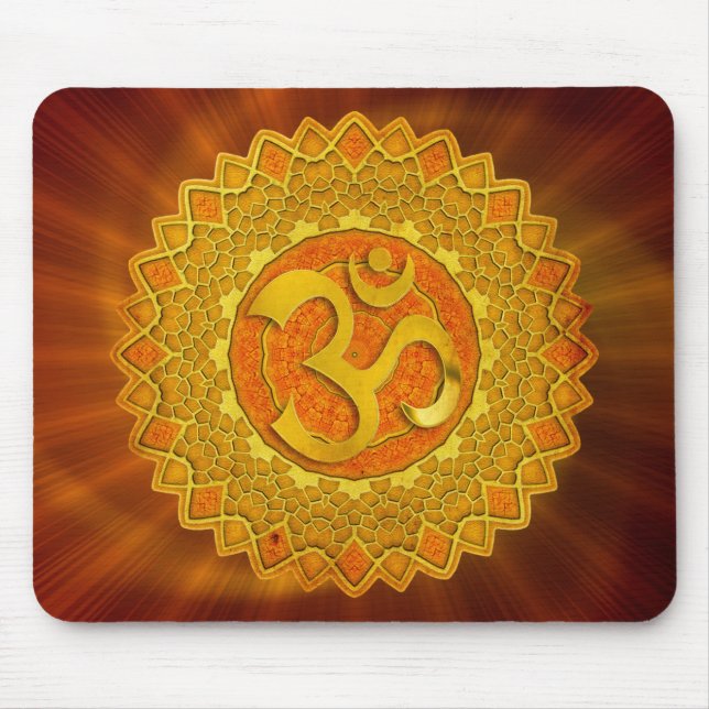 MANDALA OM - orange | red shine Mouse Pad (Front)