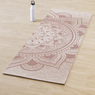 Mandala Om Rose Gold Glitter Chic Stylish Exercise Yoga Mat