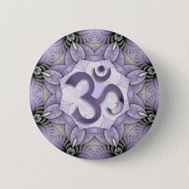 MANDALA OM - violet Pinback Button (Front)
