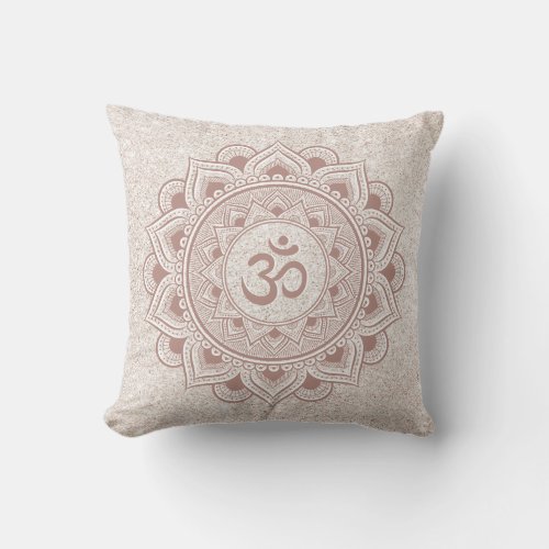 Mandala Om Yoga Harmony Girly Modern Yogi Studio Throw Pillow