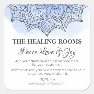 Mandala On Blue Watercolor Natural Therapy Labels