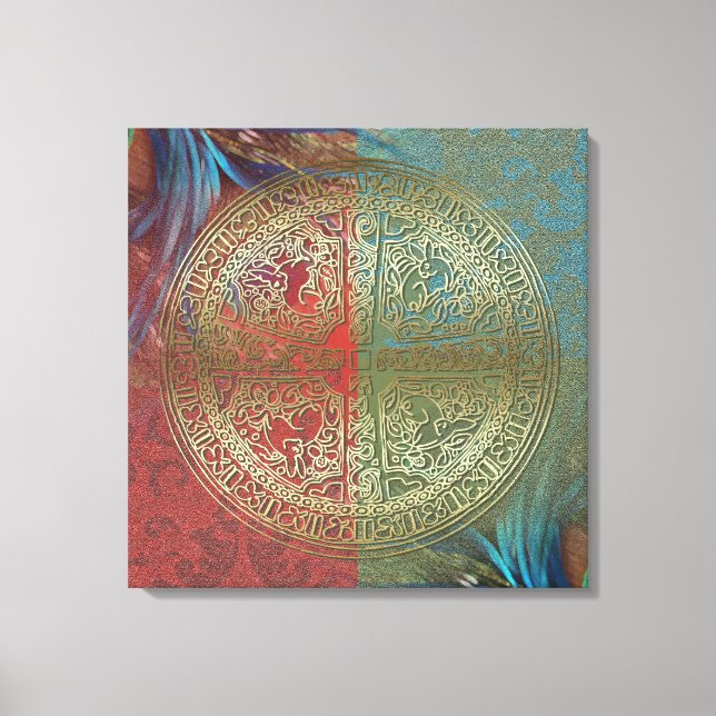 Mandala On Feathers - Wrapped Canvas (Front)