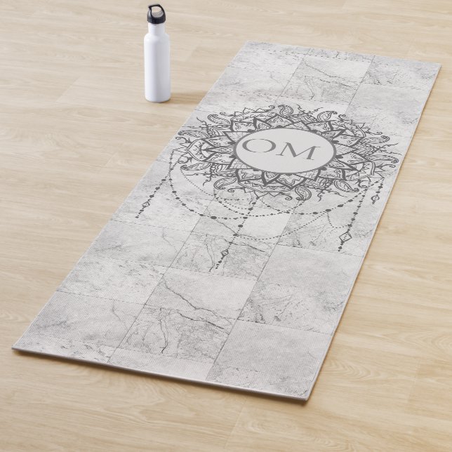 Mandala on Silver Marble  Yoga Mat (In Situ)