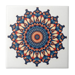 Mandala on white ceramic tile