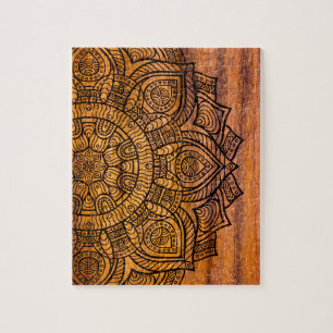 Mandala on wood jigsaw puzzle