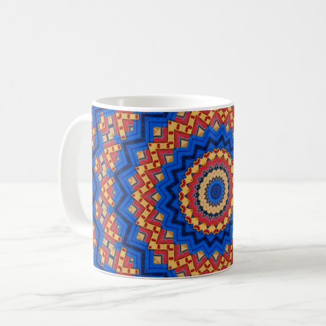 Mandala orange blue coffee mug (Front Left)