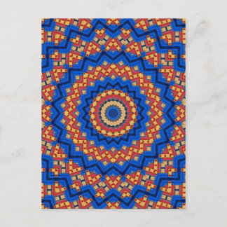 Mandala orange blue postcard