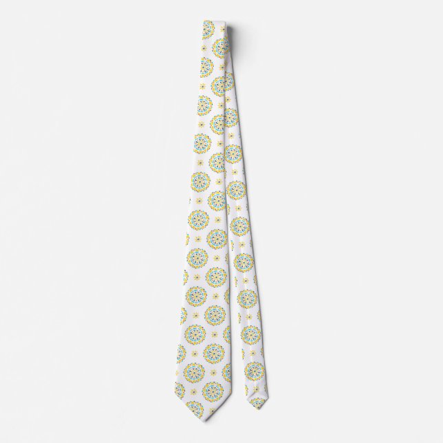 Mandala Orange Yellow Blue AroAce Pride Flag Neck Tie (Front)