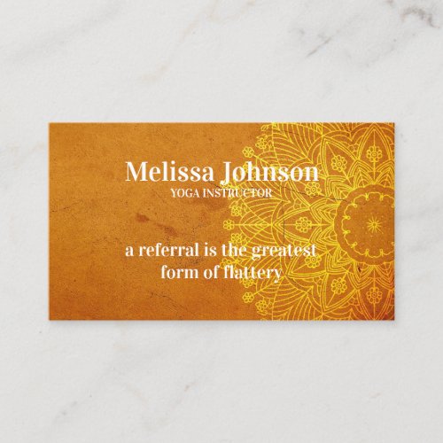 Mandala Orange Yoga Meditation Refer a Friend Referral Card