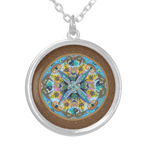 Mandala _ organic  silver plated necklace