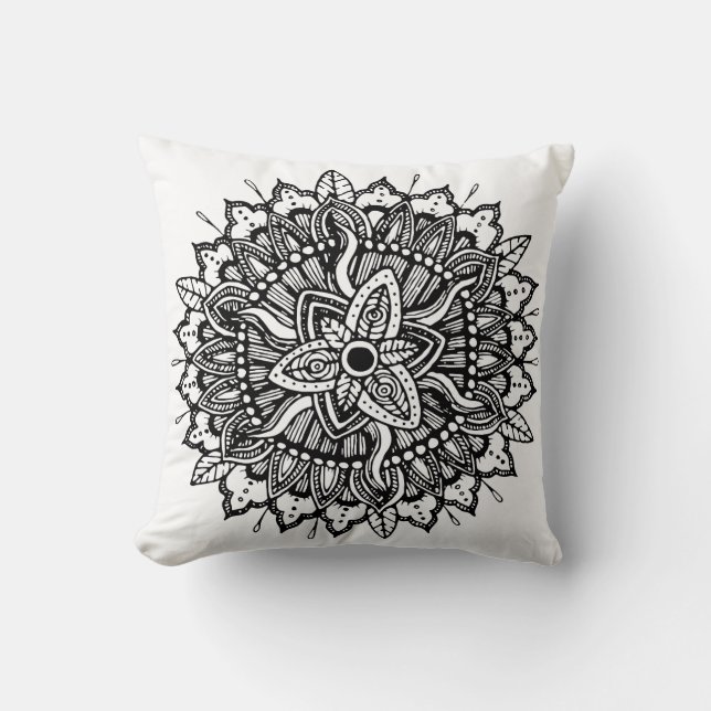 Mandala Ornament Throw Pillow (Front)
