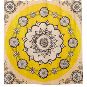 Mandala ornamental design,ethnic style shower curtain