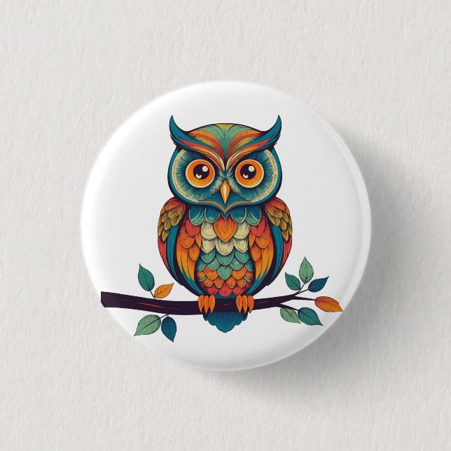 Mandala Owl Button (Front)