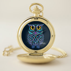 Mandala Owl Charm Pocket Watch