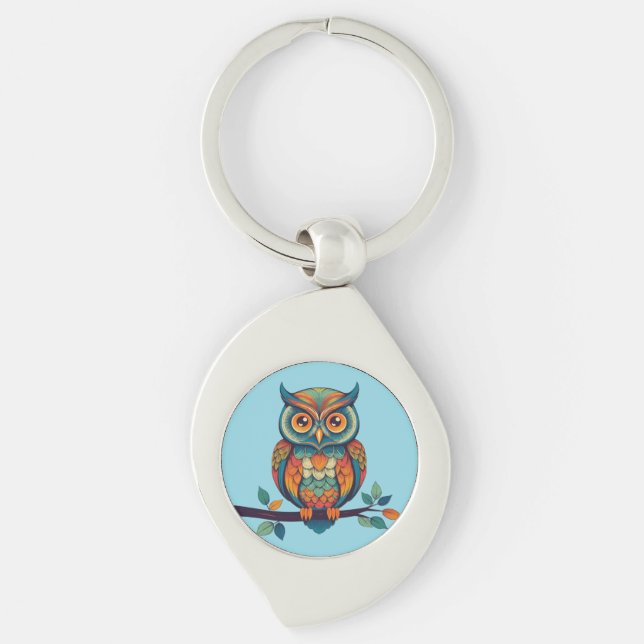 Mandala Owl Keychain (Front)