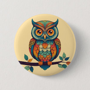 Mandala Owl King Button
