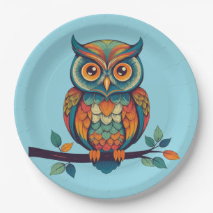 Mandala Owl Paper Plates
