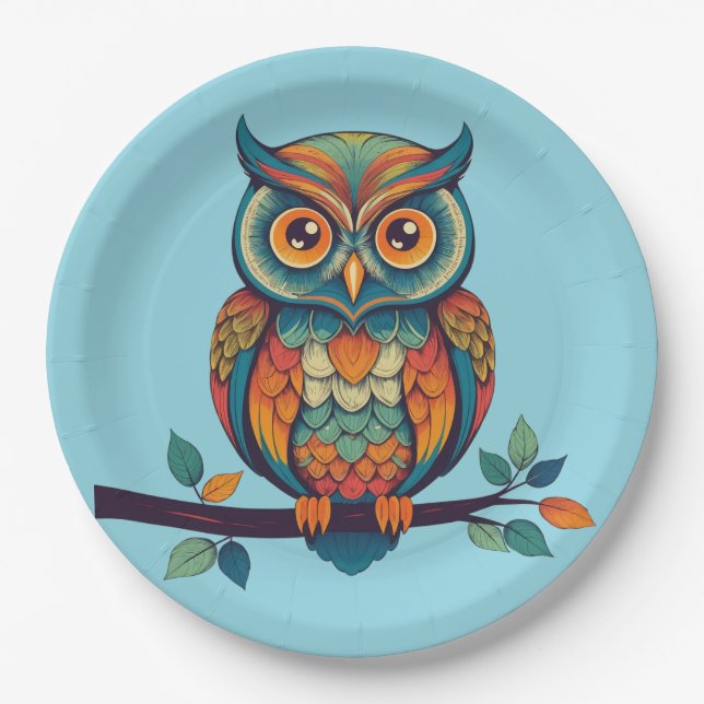 Mandala Owl Paper Plates (Front)