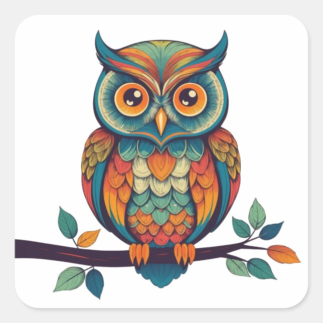 Mandala Owl Square Sticker (Front)