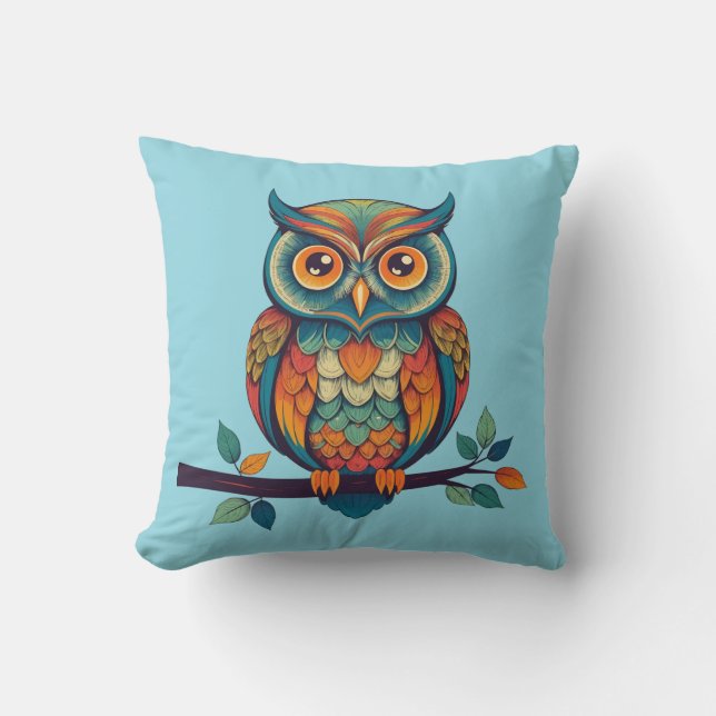 Mandala Owl Throw Pillow (Front)