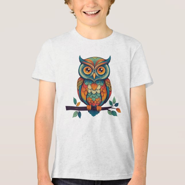 Mandala Owl Tri-Blend Shirt (Front)