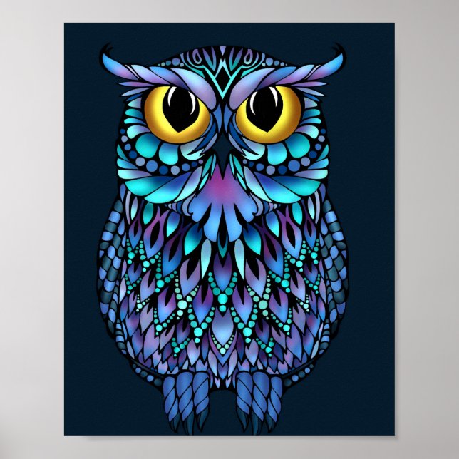 Mandala Owl Wall Art Poster (Front)