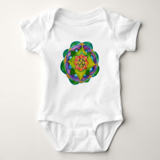 Mandala Painting  Infant Creeper, White Baby Bodysuit (Front)