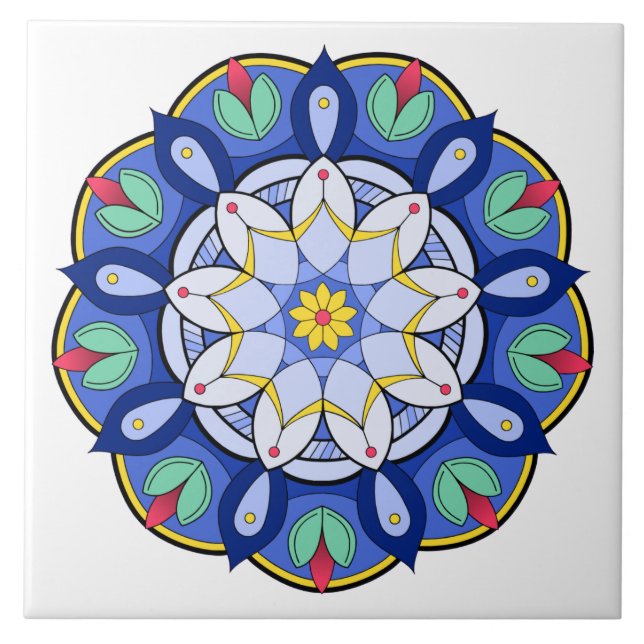 Mandala Pattern 01 Ceramic Tile (Front)