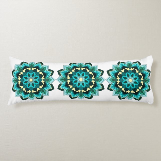 Mandala Pattern 02 in aqua Body Pillow (Front)