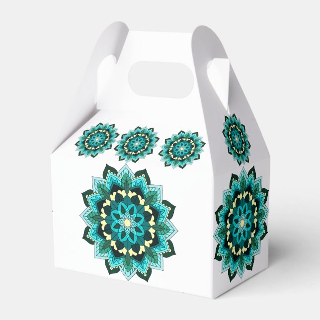 Mandala Pattern 02 in aqua Favor Boxes (Front Side)