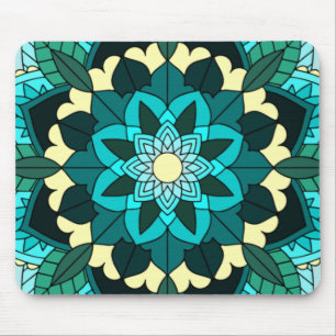 Mandala Pattern 02 in aqua Mouse Pad
