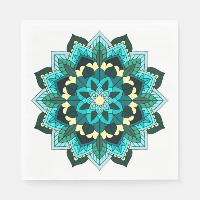 Mandala Pattern 02 in aqua Napkins (Front)