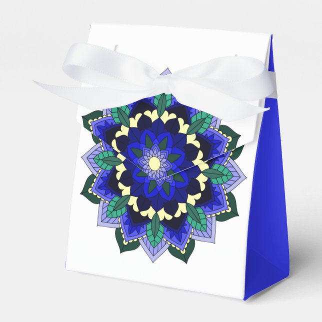 Mandala Pattern 02 in dark blue Favor Box (Front Side)