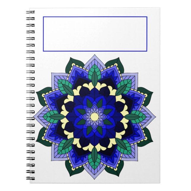 Mandala Pattern 02 in dark blue Notebook (Front)