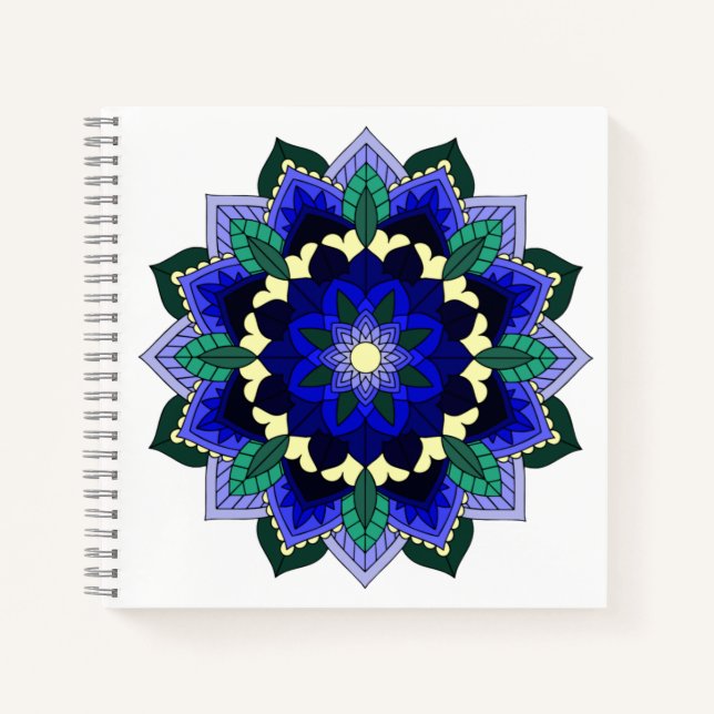 Mandala Pattern 02 in dark blue Notebook (Front)