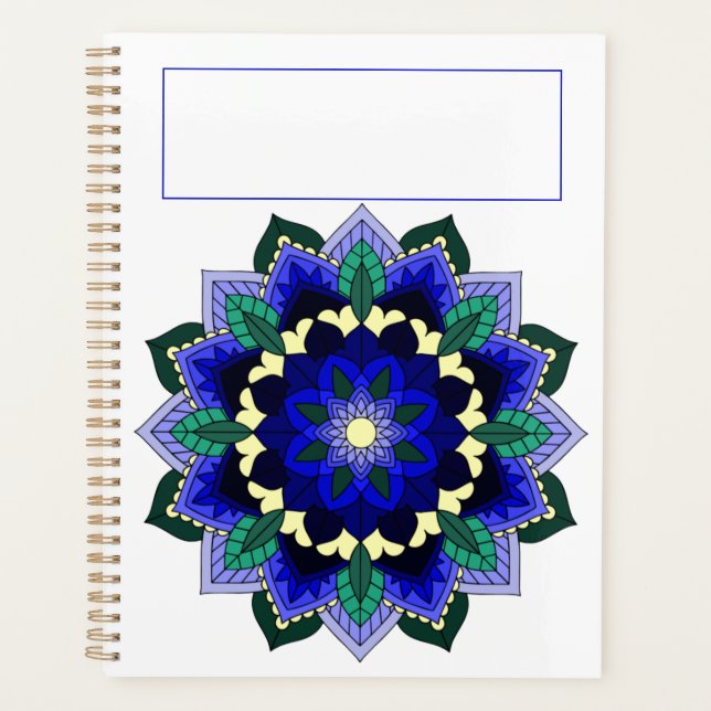 Mandala Pattern 02 in dark blue Planner (Front)