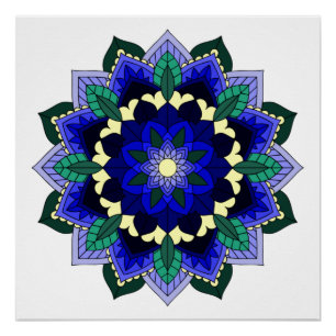 Mandala Pattern 02 in dark blue Poster
