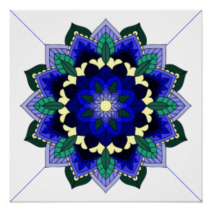 Mandala Pattern 02 in dark blue Poster