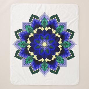 Mandala Pattern 02 in dark blue Sherpa Blanket