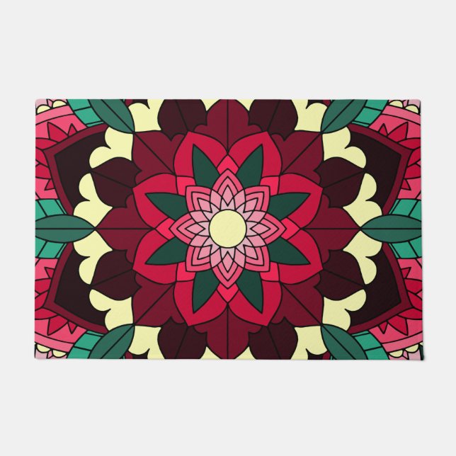Mandala Pattern 02 in deep pink Doormat (Front)