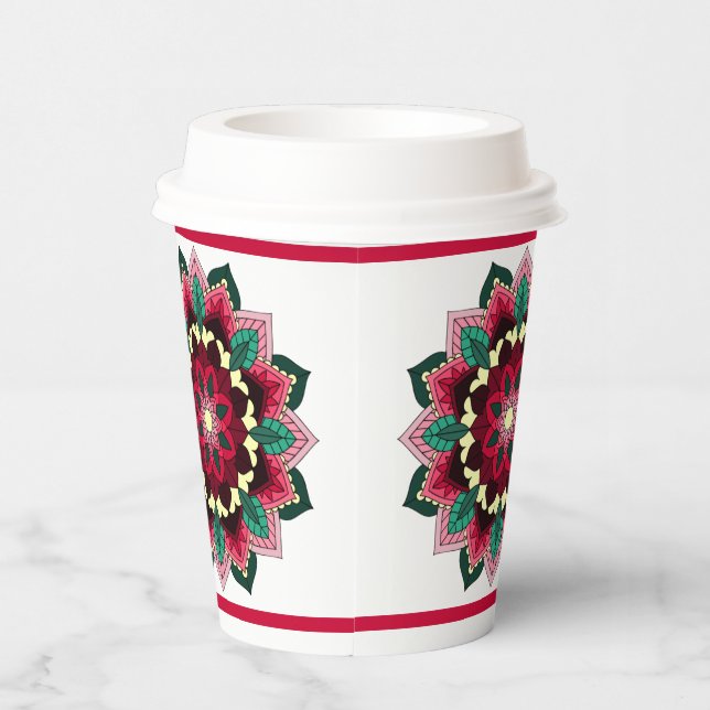 Mandala Pattern 02 in deep pink Paper Cups (Right)