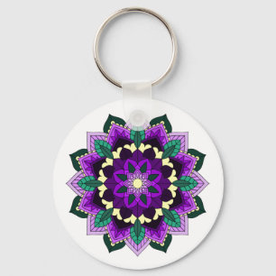 Mandala Pattern 02 in purple Keychain